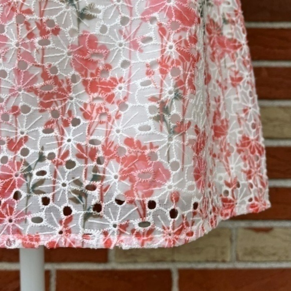 ☀️ NWT Adelyn Rae Collen Floral Eyelet Puff Sleeve Mini Dress in Flamingo - Picture 11 of 16